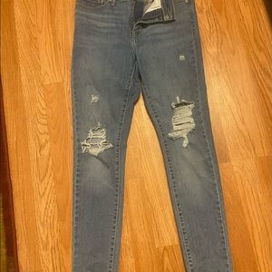 Levi's Women's 310 Shaping Super Skinny Jeans Mid Rise Size W29 L29 Frayed Hem!!